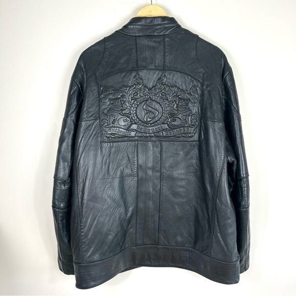 Vintage Davoucci Bomber Biker Genuine Leather Jacket XL - Picture 6 of 10